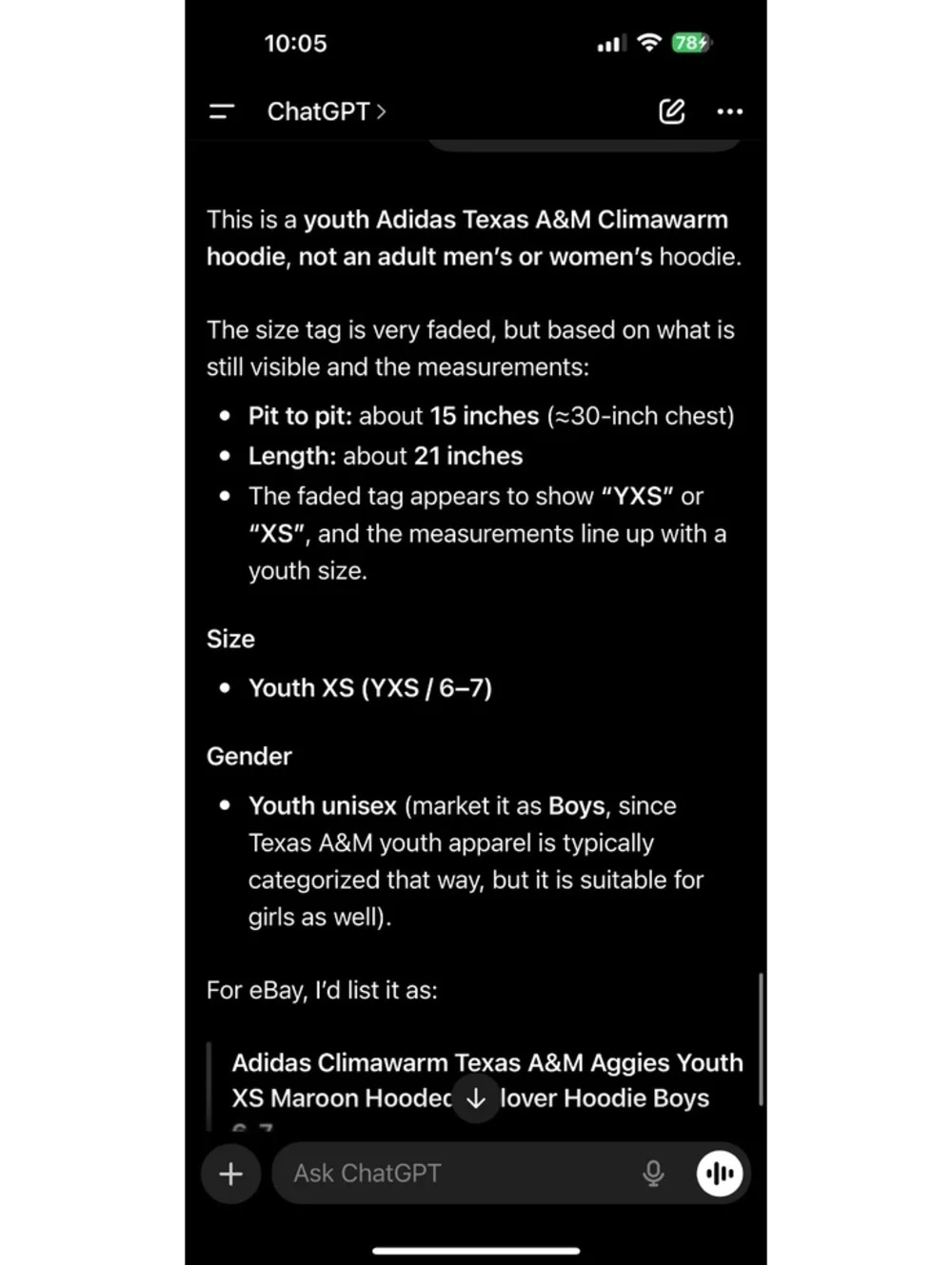 Adidas Texas A&M Aggies ClimaWarm Hoodie Youth XS 6-7